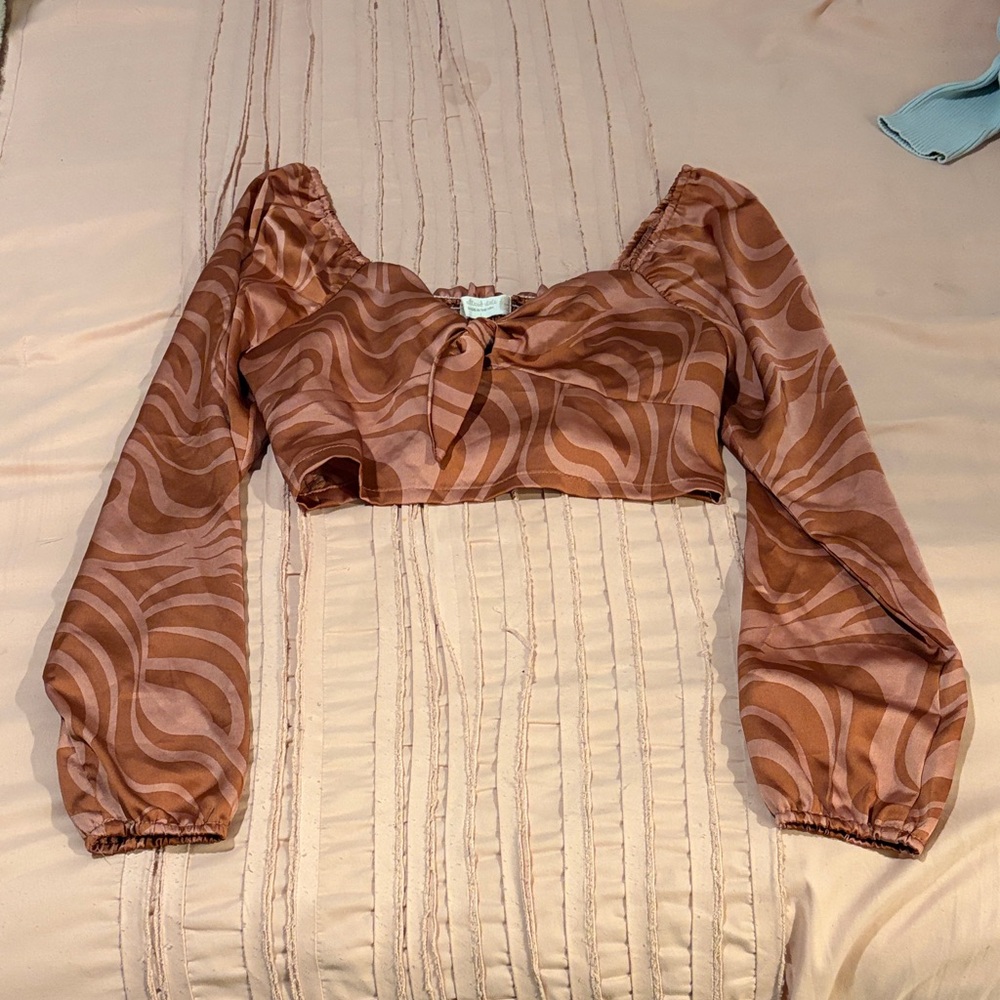 Altar'd State Brown Swirl Crop Top
